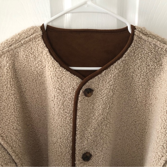 NWT Banana Republic Reversible Sherpa Jacket Cozy Barn Style Size Medium - Picture 7 of 11